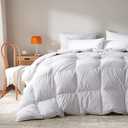 Goose Feather Down Comforter King Size,100% Organic Cotton Duvet Insert,All-Season Luxury Duvet Insert with Baffle Box Design, 750+Fill Power Hotel Collection Bedding Comforter (White)