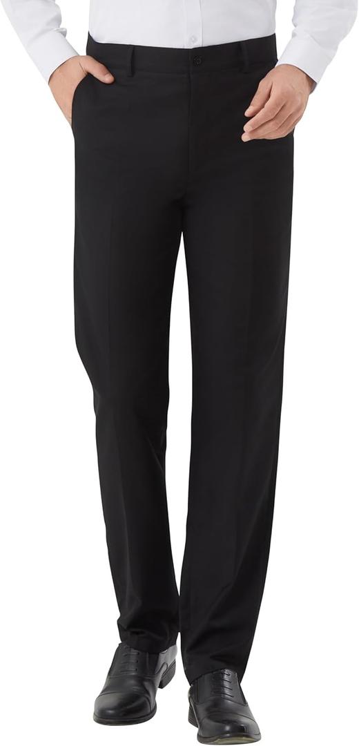 Men's Tall Classic Fit Flex Flat Front Dress Pants Formal Pants for Business & Office (32W x 36L, Black)