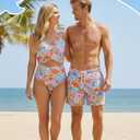 PATPAT Family Matching Swimsuits Swimwear: Mommy and Me Striped Spliced One-Piece Matching Swimsuits Set
