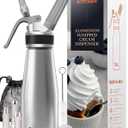 EurKitchen Professional Aluminum Whipped Cream Dispenser - Leak-Free Whip Cream Maker Canister with 3 Decorating Nozzles & Cleaning Brush - 1-Pint / 500 mL Cream Whipper - N2O Chargers (Not Included)