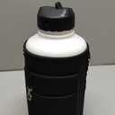 BUZIO 64oz Insulated Water Bottle with Straw Lid and Flex Cap, Stainless Steel Powder-Coat Water Flask, Keep Beverage Cold for 48 Hrs Hot for 24 Hrs Simple Thermo Canteen Mug, White and Black (Day & Night)