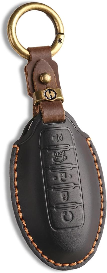 for Nissan Leather Key Fob Cover with Keychain Compatible with Altima Rogue Sentra Pathfinder Armada Maxima Murano