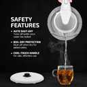 OVENTE 1.5L Glass Electric Kettle with Blue LED Light, 1100W Lighted Countertop Water Heater and Boiler for Coffee or Tea, Auto Shut-Off, Boil Dry Protection and Stainless Steel Lid, White KG845W