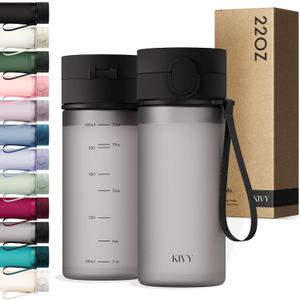 KIVY Slim Water Bottle 22oz with Leakproof Flip Lid [Lightweight & Shatterproof] - Small Drinking Waterbottle - Tritan Bottle Without Straw for School, Sport & Travel - Drinking Bottle - BPA Free