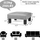 15'' Small Foot Rest Stool Ottoman- Upholstered Footstool and Ottomans Small Footrest for High Beds- Lightweight and Portable, Light Gray, 15.7"D x 15.7"W x 8"H