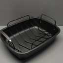 Nonstick Turkey Roasting Pan with Rack - 17x13 Inch Extra Large Roaster Pan, Deep Turkey Tray for Oven, U-Shaped Rack, Wider Handles, Ideal for Ovens, Thanksgiving, and Christmas