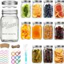 Mason Jars 32 oz,12 Pack Large Wide Mouth Mason Jar with Airtight Lids and Bands|Quart Glass Canning Jars for Pickling, Fermenting and Food Storage Microwave&Dishwasher Safe (12pack)