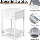 Sliner Scalloped Nightstand with Drawer and Open Shelf, White Nightstand Scalloped Edge Bedside Table 17" x 14" x 24" Modern Minimalist Coquette Night Stand Wooden End Table for Bedroom, 16.93 x 13.78 x 23.62 inches