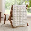 BEDELITE Faux Fur Cream Throw Blanket for Couch - Super Soft & Cozy Plush Striped Blanket for Sofa and Room Decor, Luxury Fluffy All-Season Blankets Gift for Women, Men, Mom, Dad, 50x60 inch, Cream