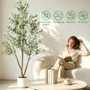 TNELTUEB 6FT Artificial Olive Tree Indoor with Lights & Planter, Realistic Faux Olive Trees with Lifelike Fruits for Living Room Decor, Tall Fake Silk Plants for Modern Home Office