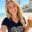 JILUVIN Womens T Shirt Graphic Tees Summer V Neck Short Sleeve Basic Tunic Top 2026, Black, Large
