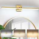 32 Inch LED Light: Modern Vanity Over Mirror, Dimmable (3000K/4000K/6000K), Brass, Angle Adjustable