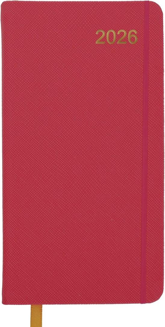 2026 Textured Cover Weekly Monthly Pocket Planner/Pocket Calendar, 6.75"x3.4": 14 Months (November 2025 - December 2026) / 2026 Calendar / 2026 Weekly Calendar/Weekly Planner Organizer (Pink)