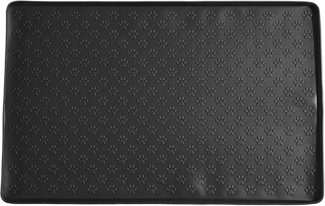 Silicone Anti-Slip Waterproof Dog Food Mat Cat Water Mats for Feeder Bowl Extra Large Cove Feeding Mat Black A S