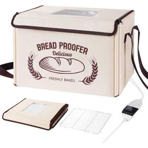 Folding Bread Proofing Box 16 x 12 IN, 3 Sides Heating Dough Proofer with Temp Control (50-113) & 48H Timer, Proofing Box for Sourdough, Pizza,Yogurt, Bread Warmer, Baking Supplies with Metal Rack