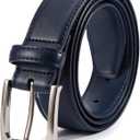 VATAN Men's Genuine Leather Dress Belts, Handmade Classic Every Day Leather Jeans Belt for Men Work Business Casual (34(Fits Waist 32"-33"), Navy Blue)