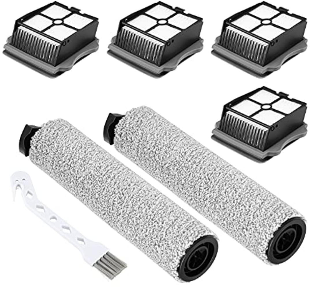 2+4 Pack iFloor 3/ S3 Brush Roller and HEPA Filter Set Compatible with Tineco iFloor 3/ Floor One S3 Cordless Vacuum Cleaner, 2 Pack Brush Rollers + 4 Pack Vacuum HEPA Filters