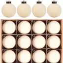 12 Pcs Velvet Christmas Balls Bulk Shatterproof Plastic Christmas Tree Decorations for Decorative Hanging Baubles (12, Beige, 3.15Inch)