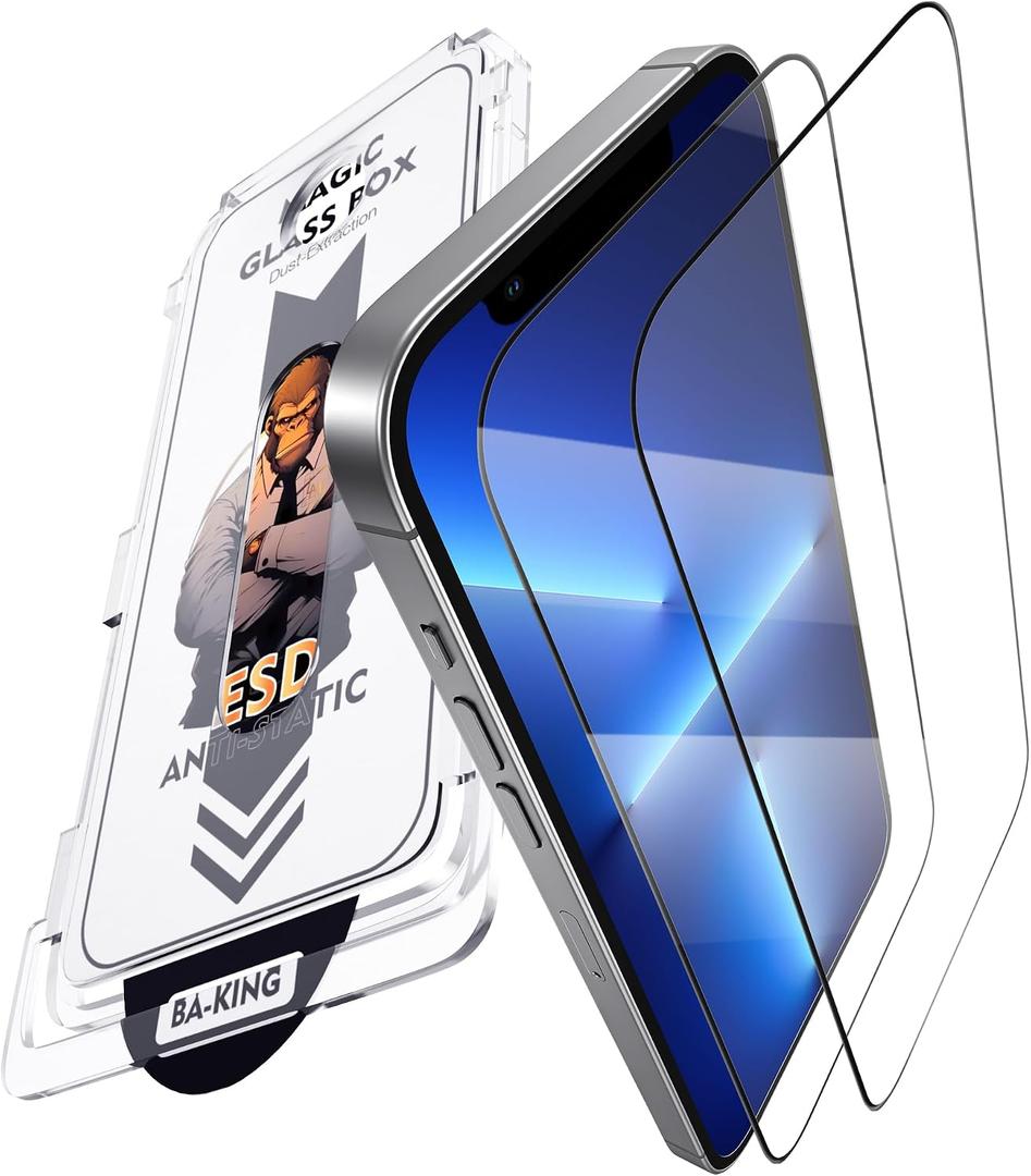 SKYLMW Compatible with iPhone 13 Pro Max Screen Protector with Auto-Alignment Install Kit (9H Tempered Glass & HD Clear)(Scratch & Drop Resistance)(Anti-Fingerprint & Case Friendly) 2 Pack