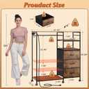 WLIVE Dresser with Hanging Rack for Bedroom, 3 Drawer Dresser with LED Lights & Charging Station, Fabric Dressers & Chest of Drawers, Storage Organizer with Open Shelves for Living Room, Brown