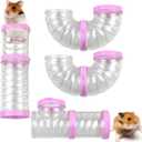 Dwarf Hamster Tubes and Tunnels Set,Mouse DIY Toy Transparent Tube Pet Cage Connection Tunnel Kit Syrian Hamster External Accessories Adventure Pipe for Mice Rat(Pink)