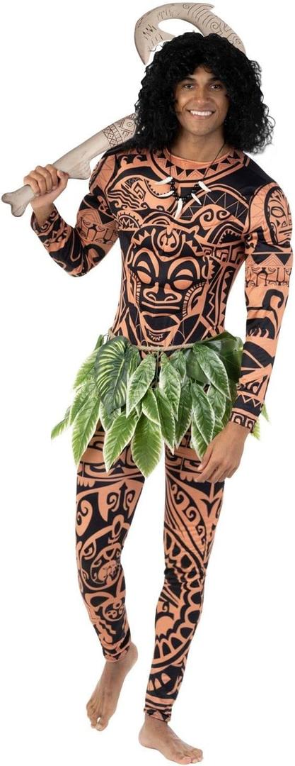 Morph Maui Costume for Men, Hawaiian Tattoo Costume, Halloween Outfit for Adults, Luau Party Attire (Large)