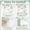 3Pcs God Bless Arch Backdrop Cover 4ft 5ft 6ft First Holy Communion Christening Party Spandex Fitted Arch Stand Cover Sage Green Photography Backdrop for Baptism Birthday Party Banquet Ceremony Decor