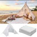 Beeveer Huge Teepee Tent 75'' x 67'' with Extra Large Boho Picnic Blanket 91'' x 72'', Outdoor Lace Teepee Play Tent with Foldable Poles for Indoor Outdoor Party Wedding Picnic