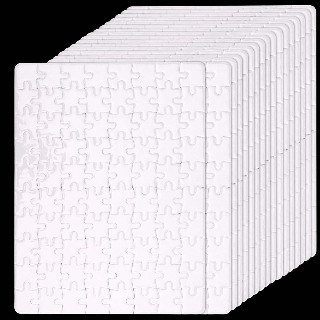 JAPCHET 40 Sets 7.9 x 5.8 Inches Sublimation Puzzle Blanks, 3200 Pieces White Blank Sublimation Jigsaw Puzzles, DIY Custom Puzzle for Heat Press Thermal Transfer, Printing and Craft