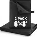 2 Pack 6x8 ft Black Heavy-Duty Waterproof Tarps - Oxford Fabric Tarpaulin with Reinforced Webbing Loops for Firewood, Roof, Camping, Pool, Boat & Outdoor Covers