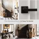 Passage Door Knob Black Door Knobs Interior Keyless Entry Door Lock with Handle Matte Black Door Handle Interior Door Lever Lock (6 Pack)