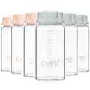COMI Natural Glass Baby Bottle,Standard Neck Breastmilk Storage Bottle for Fridge,Breast Milk Container,Breast Pump Bottle Compatible with Medela Breast Pump,BPA Free,6PCS (5oz,3 Gray+3 Pink)