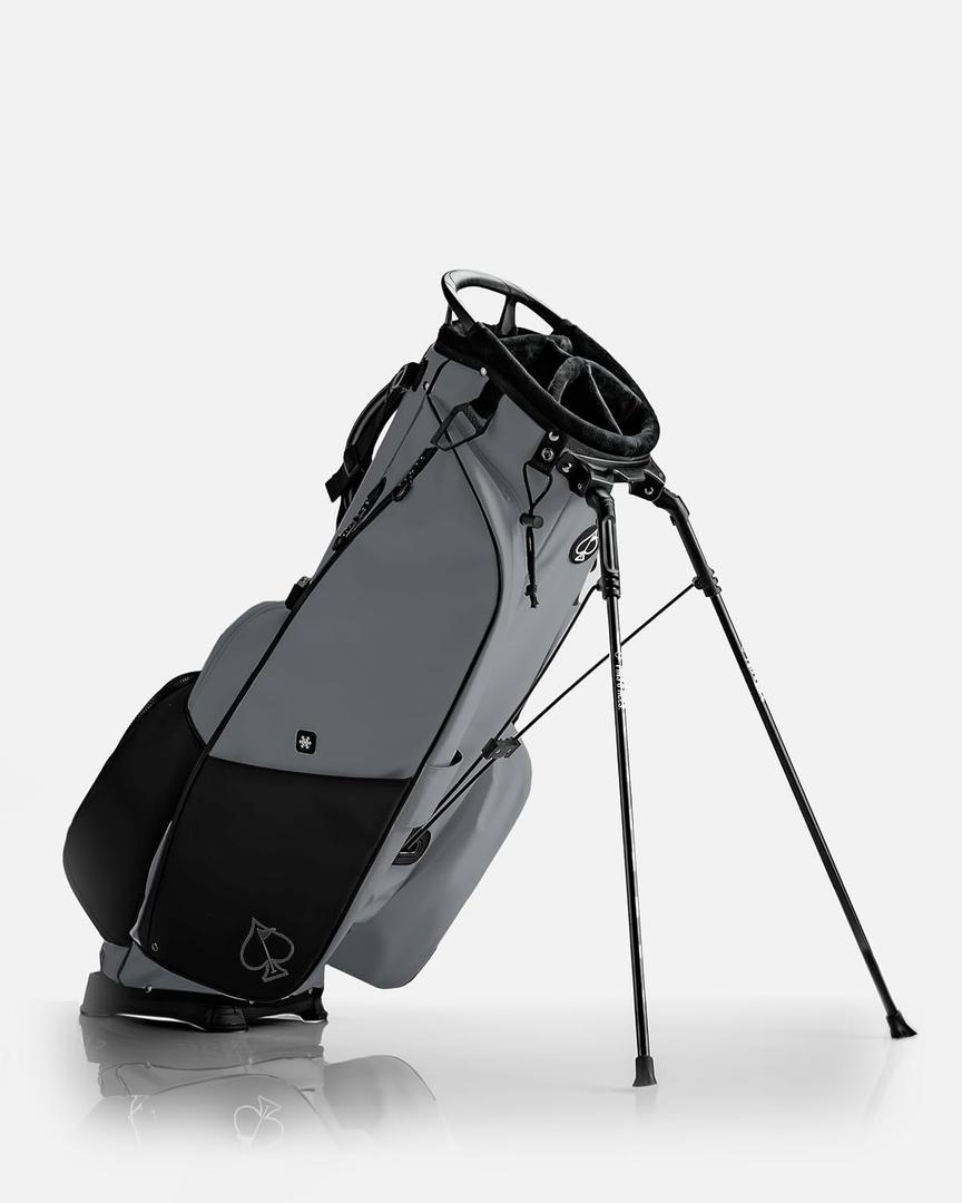 Pins & Aces Player Preferred Golf Bag - Premium Design, Lightweight Golf Bag with Stand - Velvet-Lined 14-Way Club Divider System (Flat Ash)
