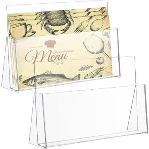 2 Pack Acrylic Brochure Holder Display Stand 11 Inch Wide Pamphlet Organizer Flyer Literature Clear Plastic Countertop Holder for Magazine Pamphlets Booklets Menus Offices Desk Classroom