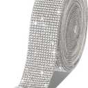 Zonon Self Adhesive Rhinestone Strips Diamond Bling Crystal Ribbon Sticker Wrap for Craft Jewel Tape Roll with 2 mm Rhinestones for DIY Car Phone Christmas Decoration (Silver,1.06 Inch x 3 Yards)