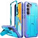 URBANITE for Samsung Galaxy S23 Case, Military Grade Rugged Shockproof Protective Cover with Screen Protector and Kickstand (Blue and Purple)