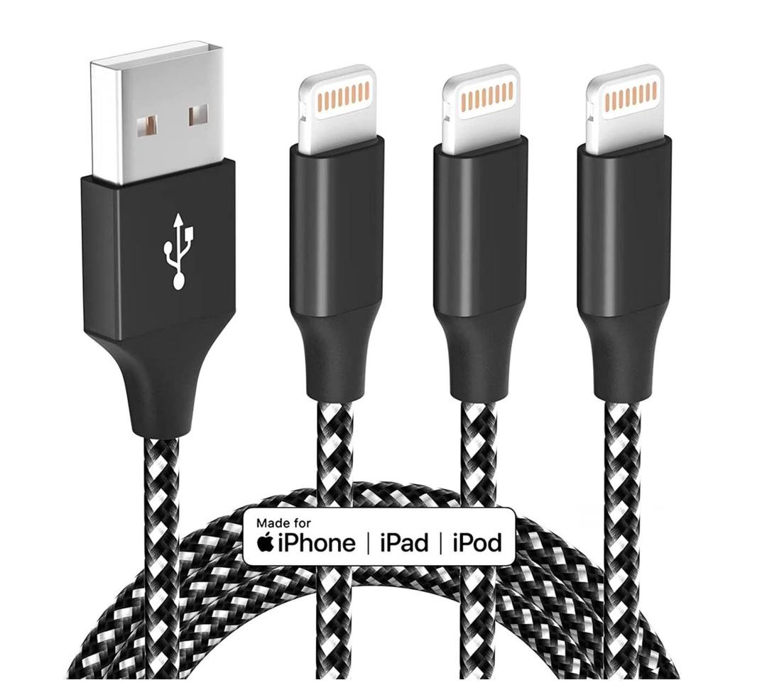 iPhone Charger Fast Charging Cord 3 Pack 10 FT Apple MFi Certified Lightning Cable Nylon Braided iPhone Charger Cord Compatible with iPhone 13 12 11 Pro Max XR XS X 8 7 6 Plus SE iPad and More (BlackWhite)