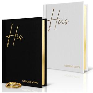 Elegant Linen Wedding Vow Books With Gold Foil Lettering - Perfectly Sized His and Hers Vow Books With Plenty Of Pages To Write Whatever is on Your Heart - A Beautiful Addition For The Wedding Day
