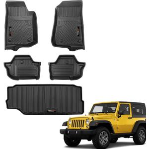 Floor Mats and Cargo Trunk Liner for Jeep Wrangler JL 2 Door 2018-2025 2026 All Weather Floor Liner for Jeep Wrangler Accessories (Only for JL 2 Door)