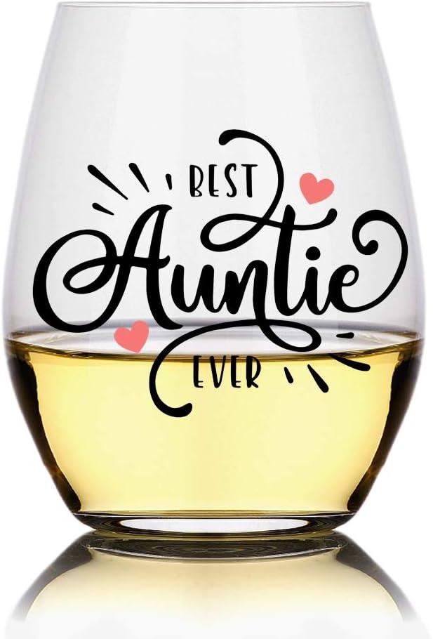 Perfectinsoy Best Auntie Ever Funny Wine Glass, Baby Announcement, Birthday Mother's Day Gifts for Woman Aunt Sister Friend
