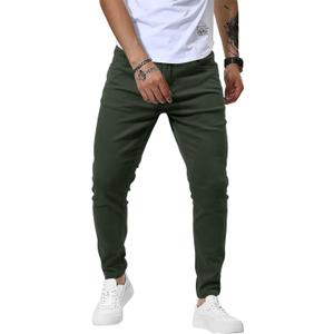 Woenzaia Men's Slim Fit Dress Pants Casual Stretchy Twill Chinos Tapered Skinny Slacks (32, #1 Armygreen)