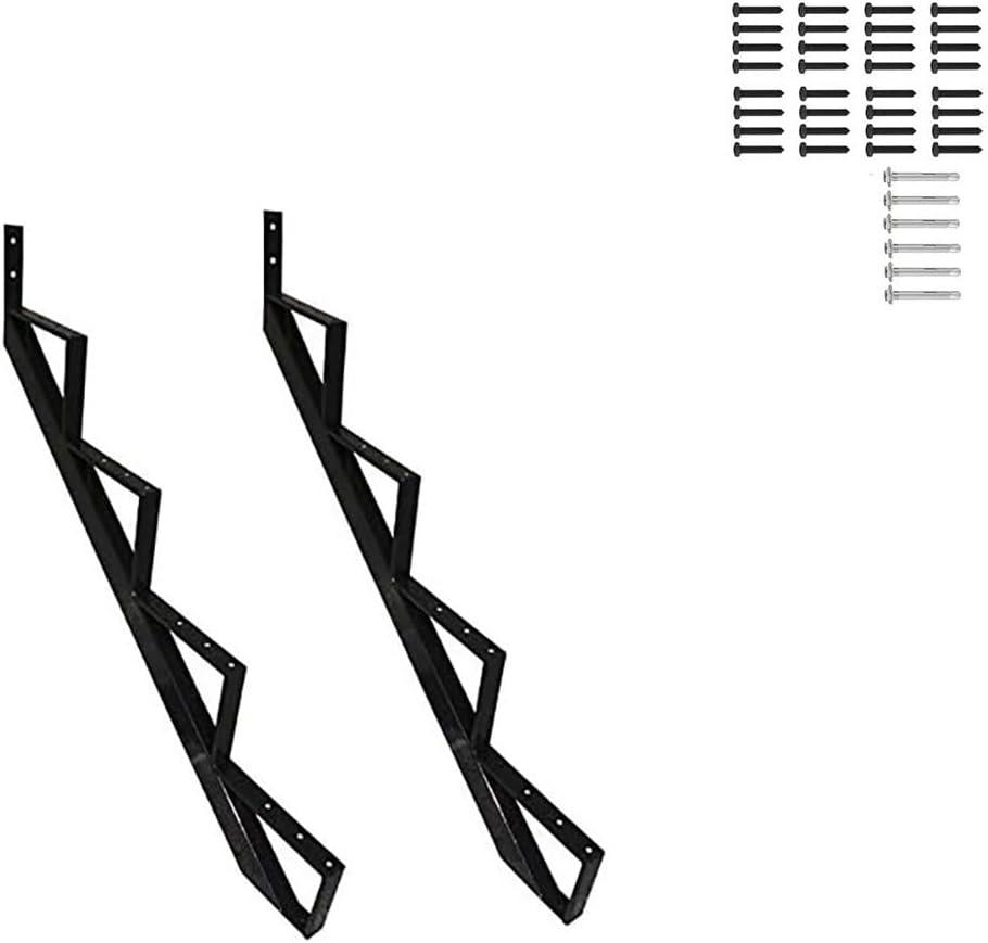 35 Inch Black Steel Stair Step Riser, 4-Step Metal Stair Stringer, 2 Pack Steel Stair Stringer for 35" Height Deck and Outdoor Steps