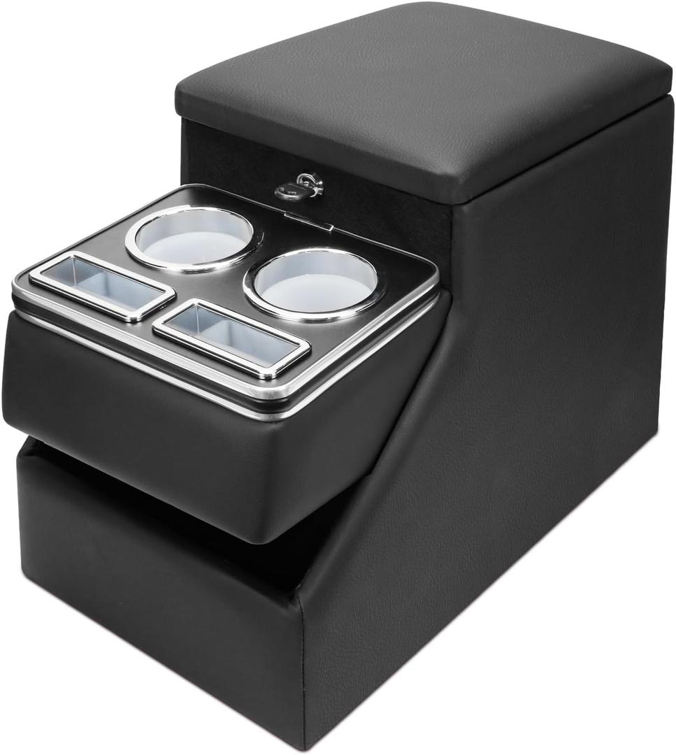 Center Console Between Seat for Minivans, SUVs, Middle Van Console Floor Console Organizer Storage Box with Locking