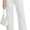 Sidefeel Women's Wide Leg Jeans High Waisted Stretchy Tummy Control Straight Leg Denim Pants (White) Size 
