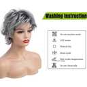 Short Grey Curly Layered Wig for Women Ombre Silver Grey Short Fluffy Synthetic Hair Wigs With Bangs
