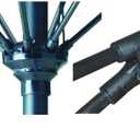 California Umbrella 11' Round Crank Lift, Collar Tilt, Aluminum Pole, Fiberglass Rib Patio Umbrella, Black Finish, Terracotta