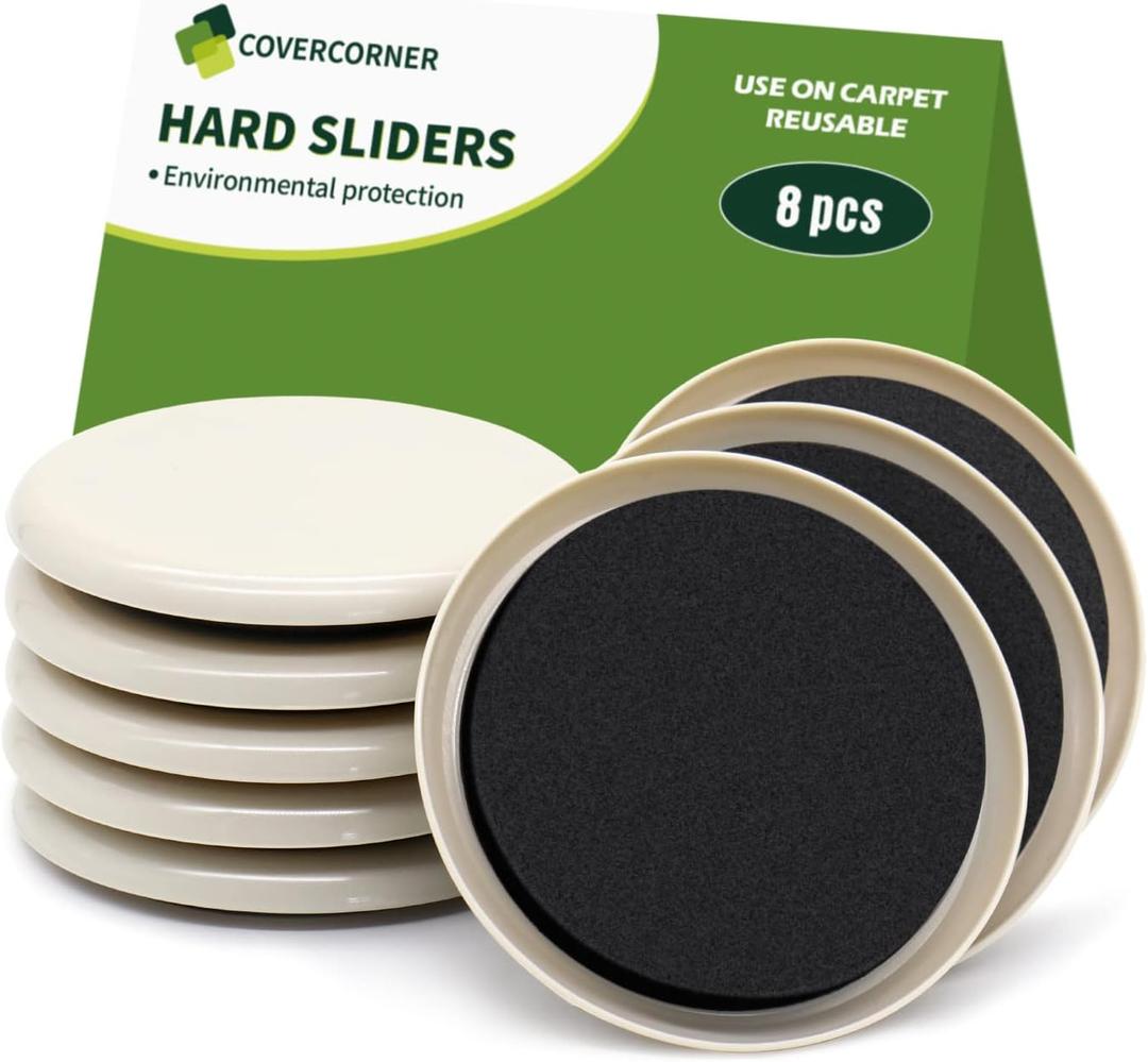 Furniture Sliders for Carpet 8 PCS - 3 1/2 inch Furniture Moving Slider Chair Legs Floors Protectors Move Your Furniture Easy & Safely(for Carpet)