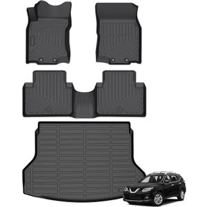 Hutisya-Floor Mats & Cargo Liner Set Fit for 2014-2020 Nissan Rogue (Not for Sport) All Weather Protection Anti-Slip & Durable TPE Full Set Liners Automotive Accessories-Black