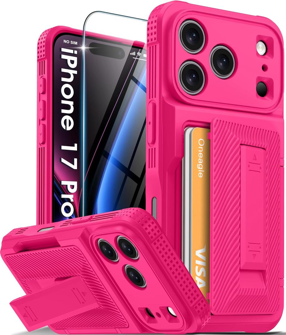 Oneagle Wallet for iPhone 17 Pro Case with Card Holder(4-5 Cards) [RFID Blocking] [Screen Protector] Full Camera Protection Case with Kickstand 15FT Shockproof Heavy Duty Phone Case for iPhone 17 Pro