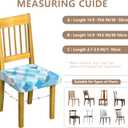 Stretch Dining Chair Seat Covers Set of 2,Dining Chair Slipcovers, Floral Printed Chair Covers,Soft Fabric Washable Upholstered Chair Seat Protector, No Rear Covers for Home Kitchen Dining Room (Light Blue Geometric Circles)